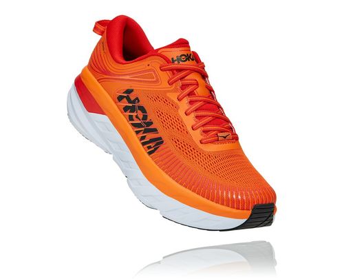 Hoka One One Bondi 7 Men's Road Running Shoes Persimmon Orange / Fiesta | SMCW-21594