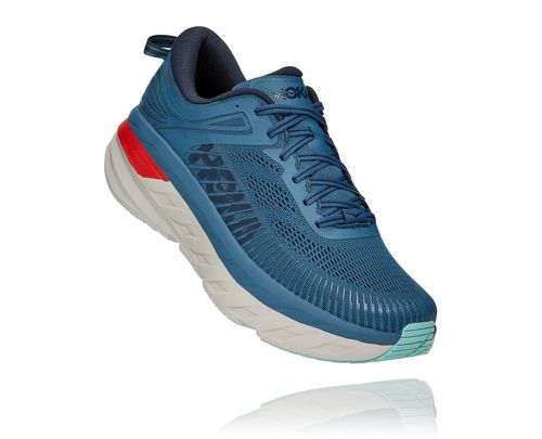 Hoka One One Bondi 7 Men's Road Running Shoes Real Teal / Outer Space | XKDG-57291