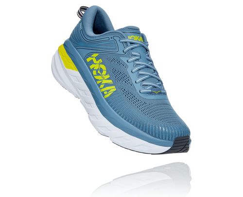 Hoka One One Bondi 7 Men's Road Running Shoes Provincial Blue / Citrus | YAWV-40158