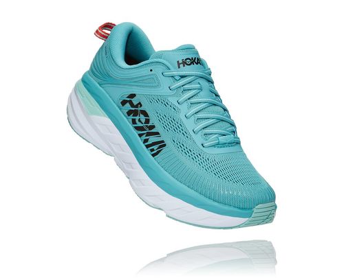 Hoka One One Bondi 7 Women's Road Running Shoes Aquarelle / Eggshell Blue | OMPT-03792