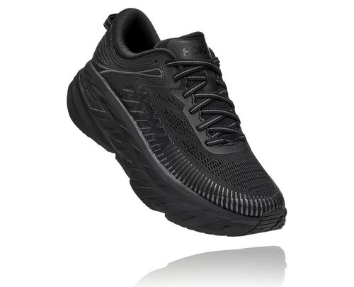Hoka One One Bondi 7 Women's Road Running Shoes Black / Black | TXMY-58374