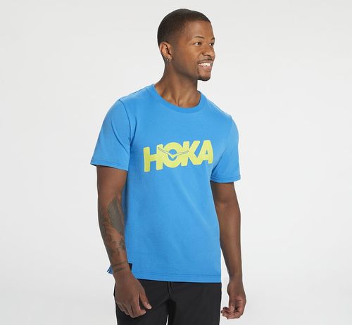 Hoka One One Brand Tee Men's Running Tees Diva Blue | KXCF-87612