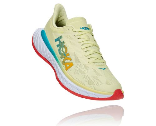 Hoka One One Carbon X 2 Men's Road Running Shoes Luminary Green / Hot Coral | JVBL-79345