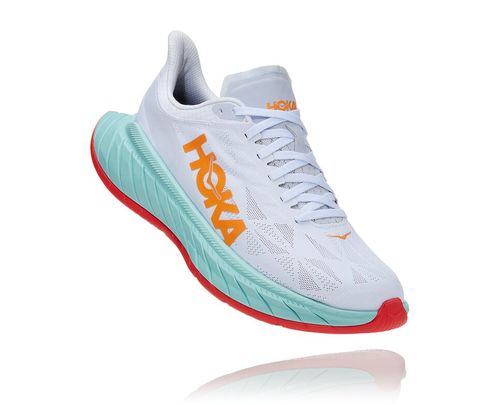 Hoka One One Carbon X 2 Men's Road Running Shoes White / Blazing Orange | SIMV-38024