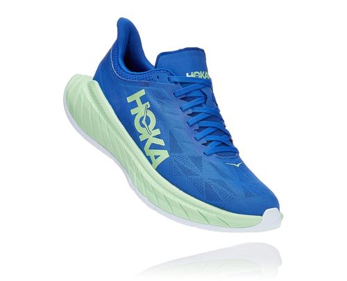 Hoka One One Carbon X 2 Men's Road Running Shoes Dazzling Blue / Green Ash | WIBZ-13804