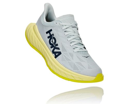 Hoka One One Carbon X 2 Men's Road Running Shoes Blue Flower / Luminary Green | YZHX-40758