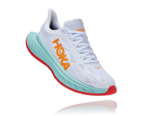 Hoka One One Carbon X 2 Women's Road Running Shoes White / Blazing Orange | HSAR-17032