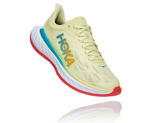 Hoka One One Carbon X 2 Women's Road Running Shoes Luminary Green / Hot Coral | SQJA-97201