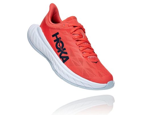 Hoka One One Carbon X 2 Women's Road Running Shoes Hot Coral / Black Iris | WJGP-27963