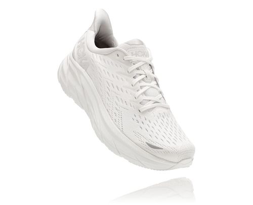 Hoka One One Clifton 8 Men's Road Running Shoes White / White | FZGC-74082