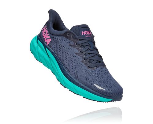 Hoka One One Clifton 8 Women's Road Running Shoes Outer Space / Atlantis | WPDR-51846