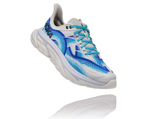 Hoka One One Clifton Edge Geometric All Gender Road Running Shoes Dazzling Blue / Blue Flower | ALGH