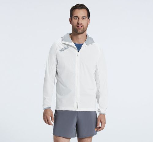 Hoka One One Full-Zip Wind Men's Jackets White | JODN-09517