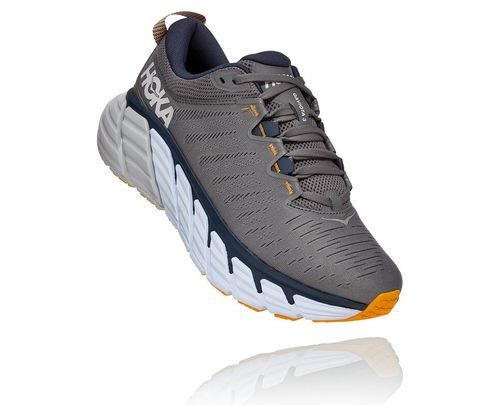Hoka One One Gaviota 3 Men's Road Running Shoes Charcoal Gray / Ombre Blue | JDTO-87541