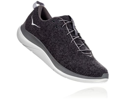 Hoka One One Hupana Flow Wool Men's Road Running Shoes Dark Shadow / Charcoal Gray | COQD-46283