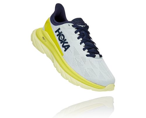 Hoka One One Mach 4 Men's Road Running Shoes Blue Flower / Citrus | LBQH-84607