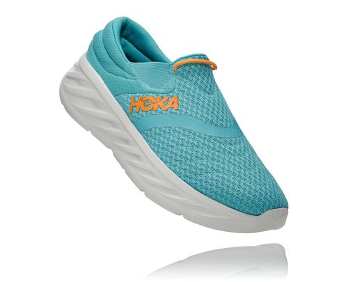 Hoka One One Ora Recovery Shoe 2 Men's Sandals Aquarelle / Blazing Orange | HQDS-17485