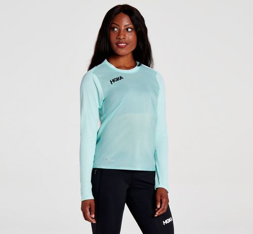 Hoka One One Slim Fit Women's Windshirts Blue Tint | HRBE-50239