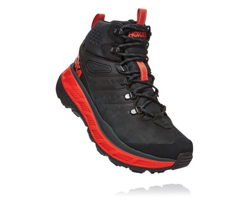 Hoka One One Stinson Mid GORE-TEX Men's Hiking Boots Anthracite / Mandarin Red | QBSC-73245